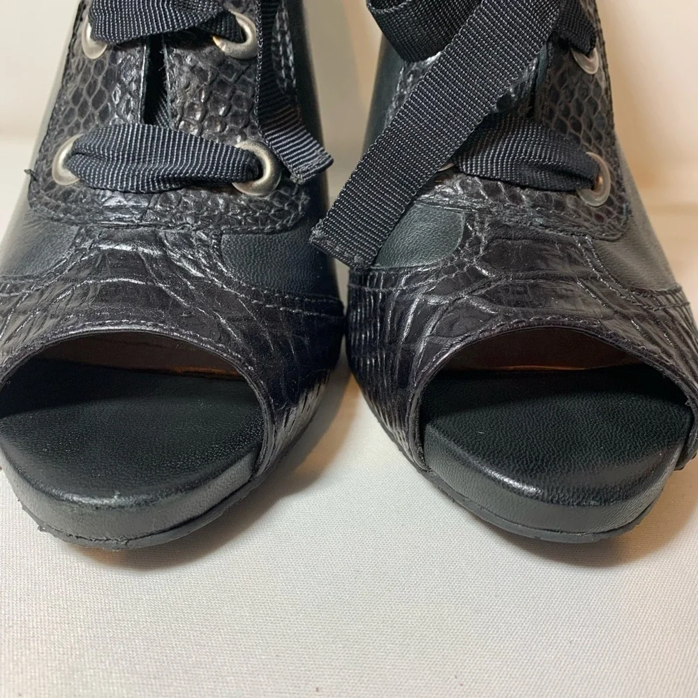 Antonio Melani Womens Open Toe Black High Heels Shoes Size 9.5
